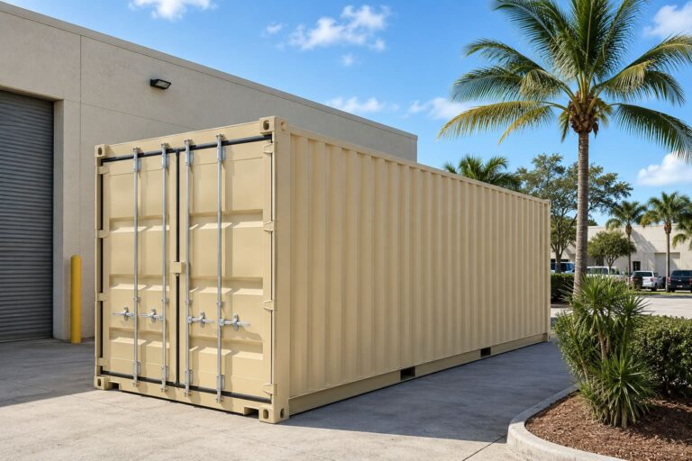 Shipping container for sale at a container yard in Florida near Miami or Jacksonville
