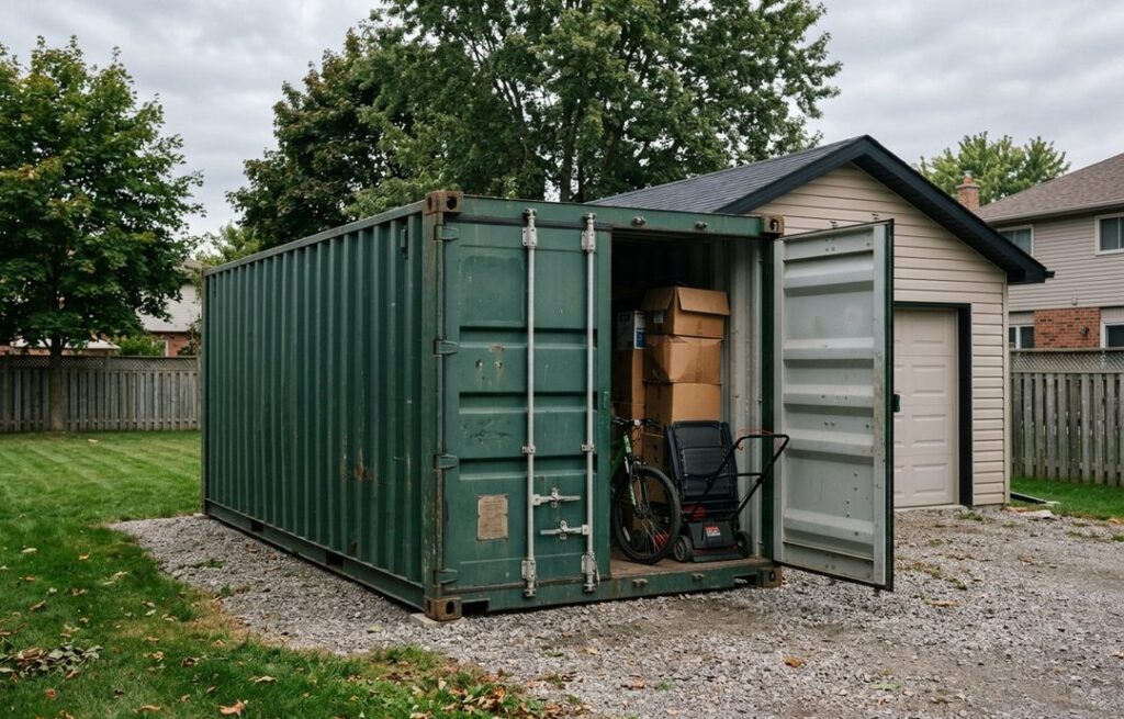 Shipping container used for home storage